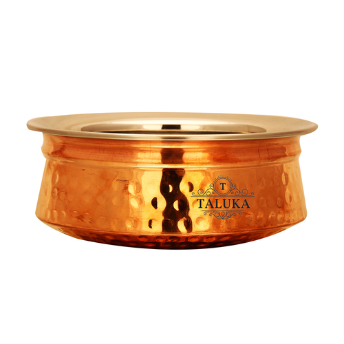 Copper Steel Serving Handi - 300ml, 1.8" Height x 5.1" Diameter | Unique Mughlai Design, Elegant Copper & Silver Colors, Weighs 300 Grams