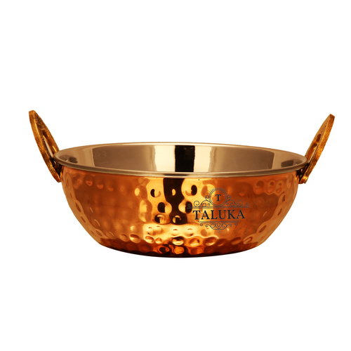 Copper Steel Hammer Serving Bucket - Steel Copper Material, 6" Diameter, 2.3" Height, Capacity: 200ml to 1.2L, Color: Copper & Silver