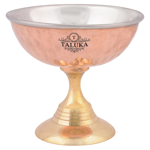 Copper Ice Cream Bowl With Brass Handle - Copper, 4.0" Diameter, 3.5" Height, 150 ML Capacity | Functional Design, Easy to Clean, Stylish Finish