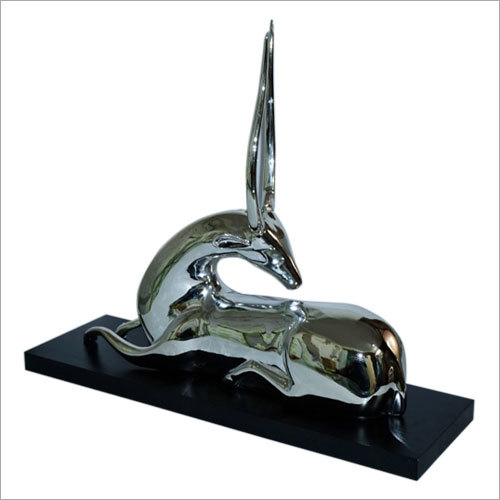 Silver Lying Deer Statue