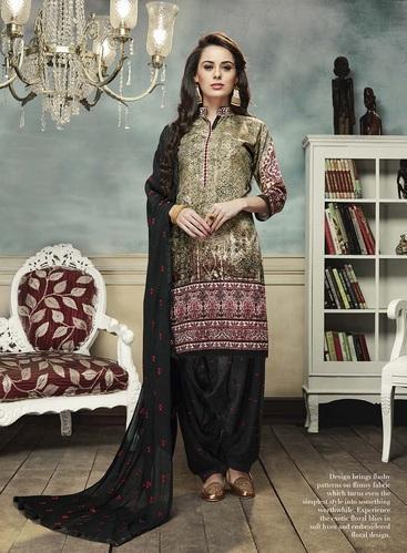 Ladies Cotton Suit - Unstitched, 2.20m Top & 3.00m Bottom | Embroidered Full Sleeves, Standard Packing