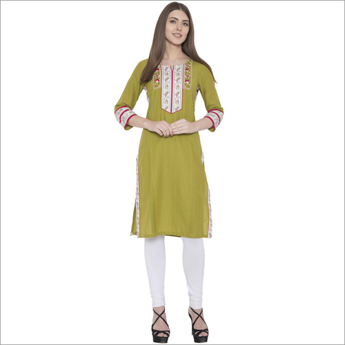 Embroidery Cotton Straight Kurti