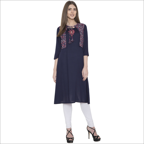 Embroidery Rayon With Koti Straight Kurti