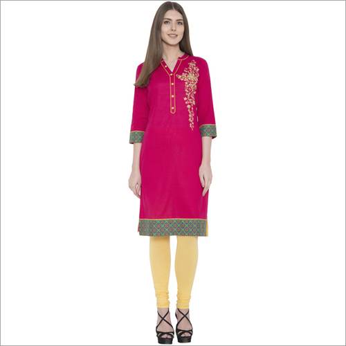 Embroidery Rayon Straight Kurti