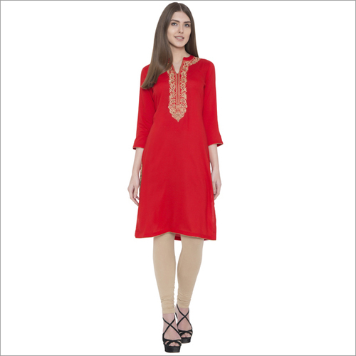 Embroidery Rayon Straight Kurti