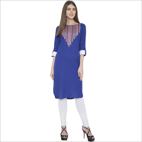 Embroidery Rayon Straight Kurti