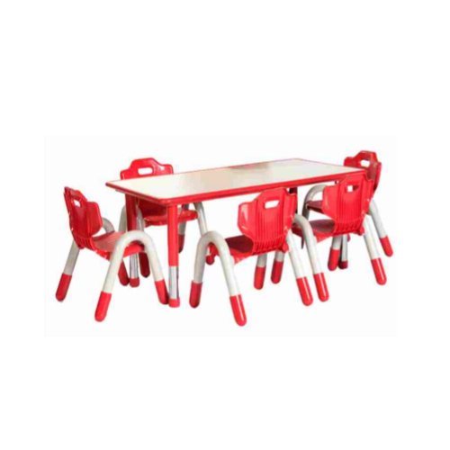 Children Table Chair - Plastic, Table 120x60x50cm, Chair 30x30x50cm, Red | Durable, Lightweight, Ergonomic, Easy Assembly, Child-Friendly