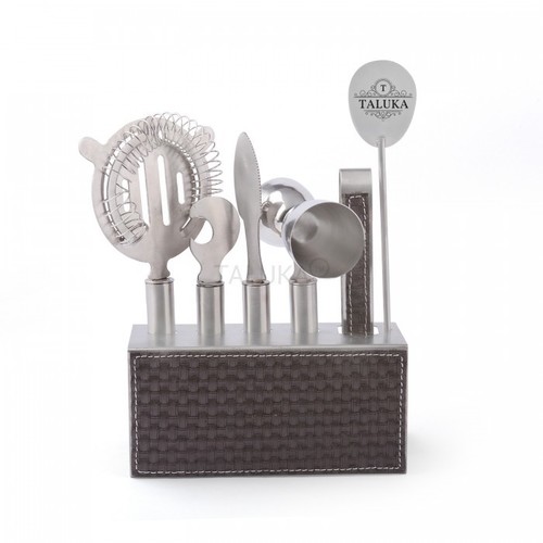 Stainless steel 7 PC Leather Bar Tool Set