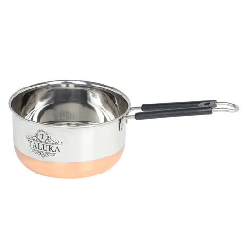 Stainless Steel Copper Bottom Saucepan - 1 Liter Capacity 6.8 Inch Diameter Silver Color | High Polish Finish Food Grade Dishwasher Safe