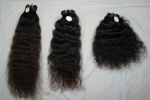 Weft Curly - Machine Weft Indian Human Hair, Black & Brown for Baby Girls, Girls, Women