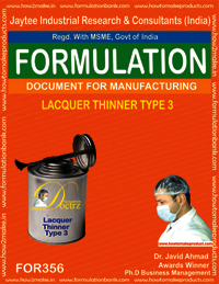 Lacquer Thinner Type 3 - Formula Document No 355, Instant Downloadable E-book Delivery Via Email After Payment