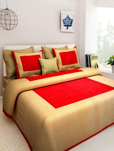 King Size Floral Bedsheet - 100% Cotton, 2286 x 2743.2 mm, Multi Color | Features: 240 Thread Count, Traditional Hand-Block Motif, Includes 2 Pillow Covers