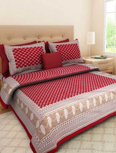 Decorative Cotton Bedspread - 100% Cotton, King Size 2286 x 2743.2 mm, Multi Color, 240 Thread Count, Includes 2 Pillow Covers, Washable, Fluffy, Hand-Block Printed Design