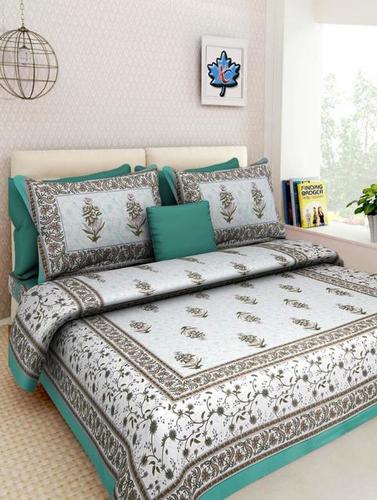 Cotton Handloom Bed Cover - 100% Cotton King Size Printed Bed Cover, Red Colour | Washable, 250 Thread Count, 2 Pillowcases, High Bulk Filling