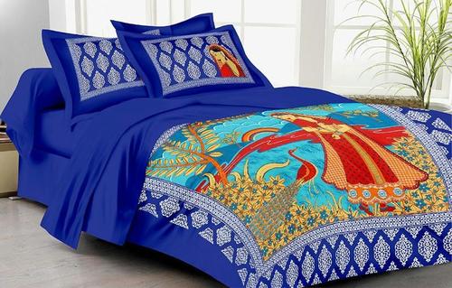 Designer Scenery Bed Sheet - 100% Cotton, King Size 2286x2743.2mm, Red Colour, 250 Thread Count, Washable, Printed Pattern, 2 Pillowcases, High Bulk Yarn