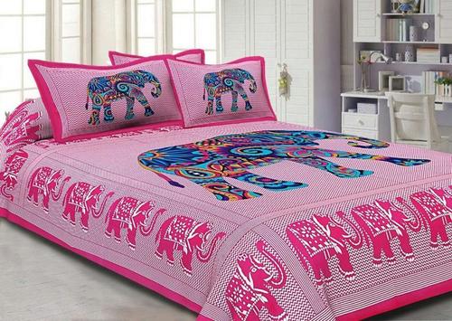 Animal Printed Cotton Bed Sheet - 100% Cotton, King Size 2286x2743.2mm, Black Color, 250 kg/mÂ³ Density, 2 Pillowcases, 180 Thread Count, Washable