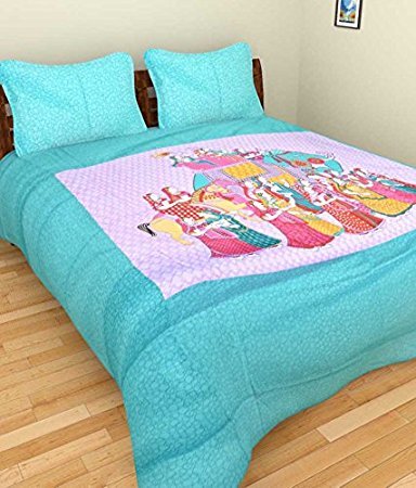 Cotton Fancy Bedsheet - 100% Cotton, King Size 2286x2540mm, Red Colour, Printed Pattern, 250 Thread Count, Washable, 2 Pillowcases, No Shrinkage