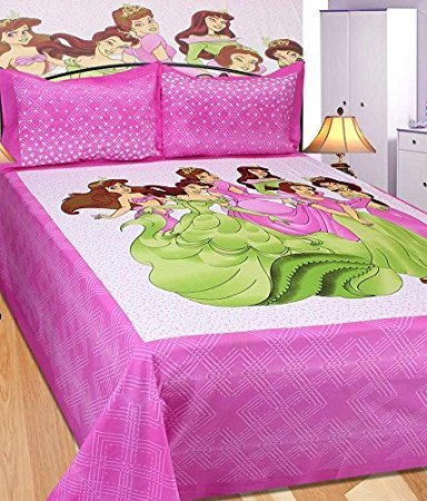 Decorative Scenery Bed Cover - 100% Cotton, Queen Size 2286 x 2540 in Red Colour | Washable, Printed Pattern, High Bulk Yarn, Cotton Filling, 2 Pillowcases, 180 Thread Count, 250 Density