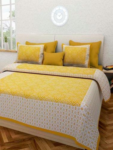 Sanganeri Print Bed Sheet - 100% Cotton, King Size 2286 x 2743.2mm, Red Colour, 250 Thread Count | Washable, 250kg/m3 Density, High Bulk Yarn, Includes 2 Pillowcases