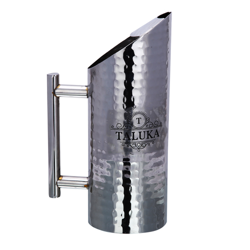 Stainless Steel Hammer Straight Jug - 1500 ml Capacity 10.7" Height x 4" Diameter Silver Finish | Handmade by Taluka Exports for Home Restaurant Bars and Catering Services