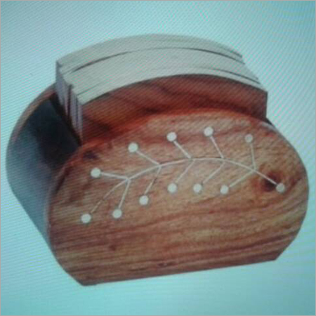 Wooden Coaster Set - Wood, 4 Inch Square | Brown Finish, Durable Design for Home or Office Use