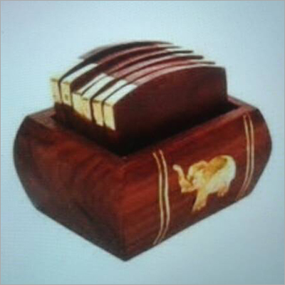 Wooden Coaster Set Of 6 Table Coaster - Wood Material, 4 Inch Size, Square Shape, Brown Color | Perfect for Stylish Table Protection and Decoration