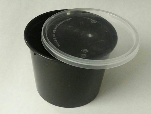 Dp - 25 Oz (750 Ml) Food Container - Plastic Material, 120 mm Upper Dia x 95 mm Lower Dia x 92 mm Depth, Black Color