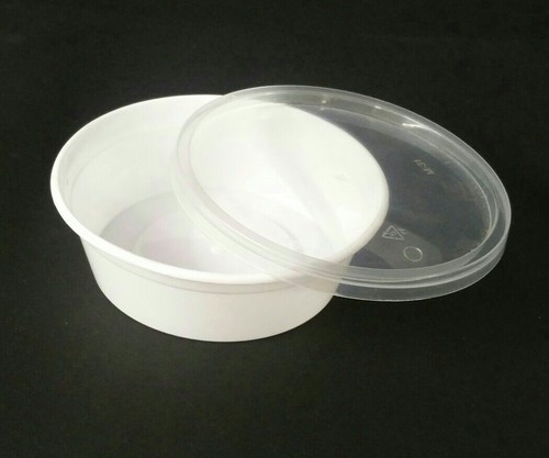 Dp-8 Oz (250 Ml) Food Container - Plastic, 120 mm Upper Dia x 95 mm Lower Dia x 40 mm Depth , White Color Ideal for Food Storage