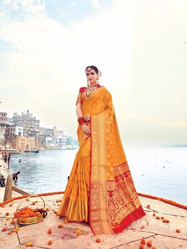 Yellow Tradition Touch Designer Silk Saree Online