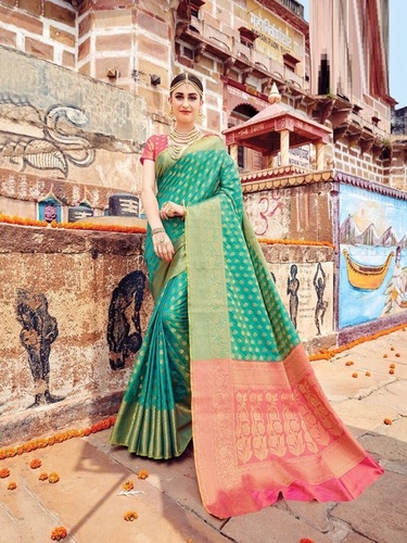 Green Banarasi Silk Zari Work Saree