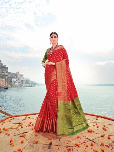 Red Banarasi Silk Weadding Wear Saree