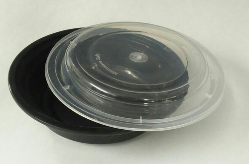 Ro -16 / 480 Ml Food Container - Plastic, 160 mm Upper Dia, 114 mm Lower Dia, 53 mm Depth | Sleek Black Design, Versatile Storage Solution