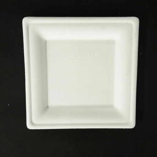Ecoware 8 Inch Square Plate - Biodegradable Material, 8" Size, Depth 1" | 100% Compostable, Microwavable, Freezer Safe, Oil/Water Proof