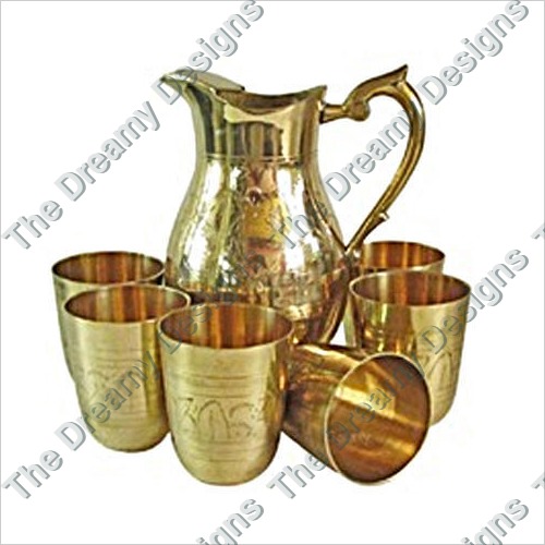 Brass Jug And Glass Set By THE DREAMY DESIGNS