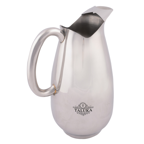Stainless Steel Designer Jug - 1800 ml Capacity, 9.8" Height x 4.6" Dia, Silver | Hand Made by TALUKA EXPORTS for Home & Hospitality