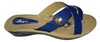 Blue Ladies Leather Slippers