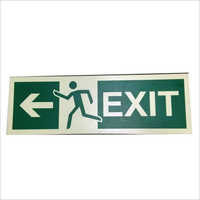 Fire Exit Signage - Polycarbonate, 12x36 Inches, Green Color | Wall Mount, Photoluminescent Illumination, Clear Visibility For Safety In Risk Areas