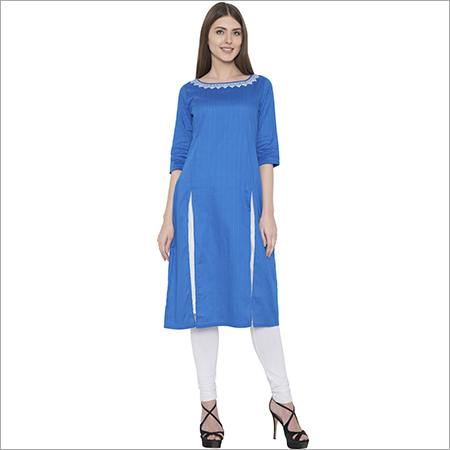 embroidery cotton front open kurti