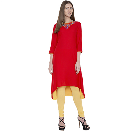embroidery Rayon A-line kurti