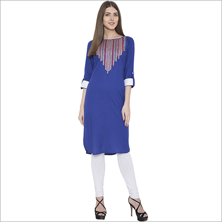 embroidery Rayon staright kurti