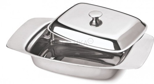Stainless Steel Butter Dish With Lid - Stainless Steel 30 X 13.5 X 10 CM Silver | Non-Slip Grip Stain & Rust Proof Dishwasher Safe Maintains Freshness