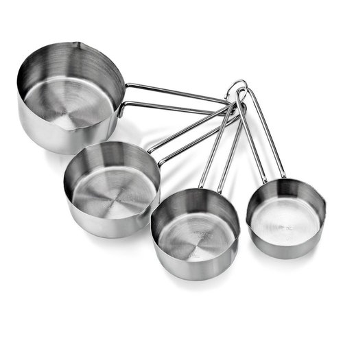Stainless Steel Measuring Cup - 4 Piece Set of 60ML 80ML 125ML 250ML Silver | Dishwasher Safe Durable Engraved Measurements Eco-Friendly