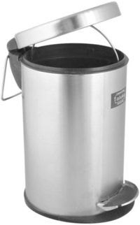 Stainless Steel Pedal Bin Dustbin - 5 To 11 Liters Capacity, Black And Silver Color | Strong, Durable Design, Eco-friendly Removable Inner Bucket