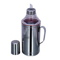 Stainless Steel Oil Can With Handle - 11 Inch Height, 3.5 Inch Diameter, Silver | Anti-drip Design, Dust Cover, Easy Pouring, 1000 Ml Capacity
