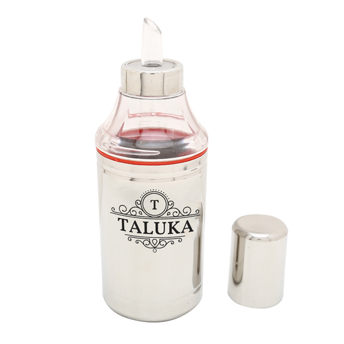 Stainless Steel Oil Can - 10.7 Inch Height, Silver Color | Anti-Drip Design, Dust Cover, Easy Pouring Feature, 1000 ML Capacity