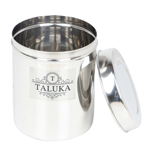 Stainless Steel Round Canister - 3000 ml | Heavy Duty Silver Canister Ideal for Brown Sugar, Rice, Oatmeal, Coffee, Tea, 7 to 33 CM Size