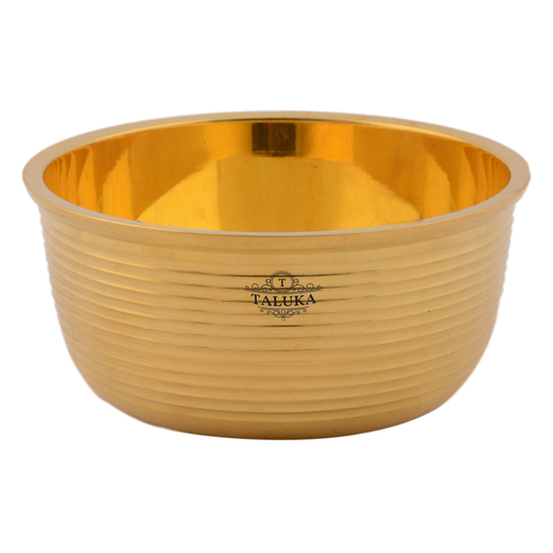 Brass Bowl Full Ribbed - Pure Brass, Height: 2" / Diameter: 3.5" | Antique Golden Design, Great for Gifting and Home DÃ©cor