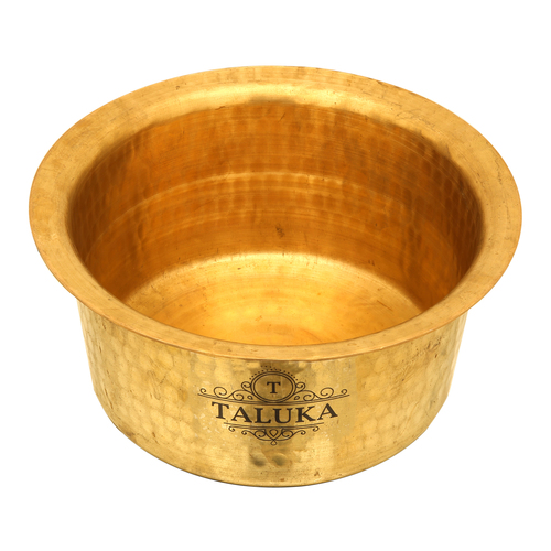 Brass Hammered Tope - Brass, 7.8x3.5 Inches, Golden Color, 775 Grams | Ideal Cookware for Gas and Induction Stoves, 1250 ml Capacity