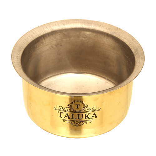 Brass Cookware - 7.5x4 Inches Golden Nickel Plated Tope | Heavy Duty Induction Compatible Perfect for Gas Stoves 1.25 Liter Capacity