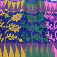 Dhakai Jamdani Saree - Art Silk Fabric, Multicolor Printed Pattern | Zari Work For All Seasons: Rainy, Spring, Summer, Winter